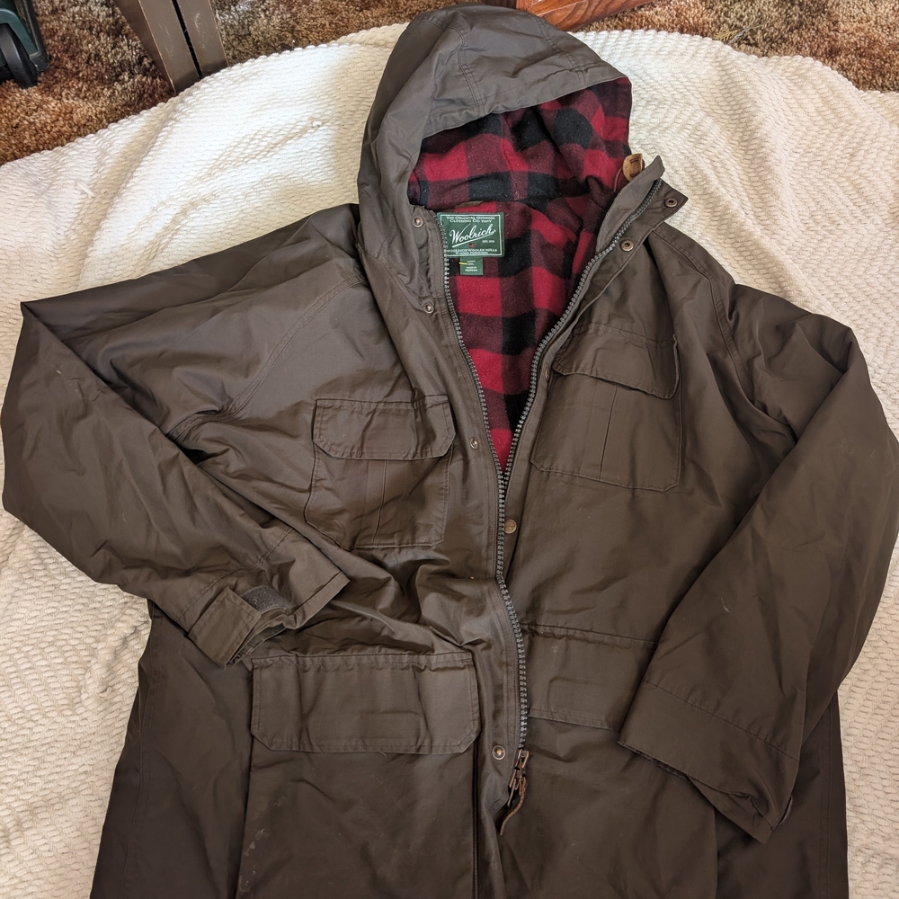 Woolrich Brown Field Jacket with Red Plaid Lining